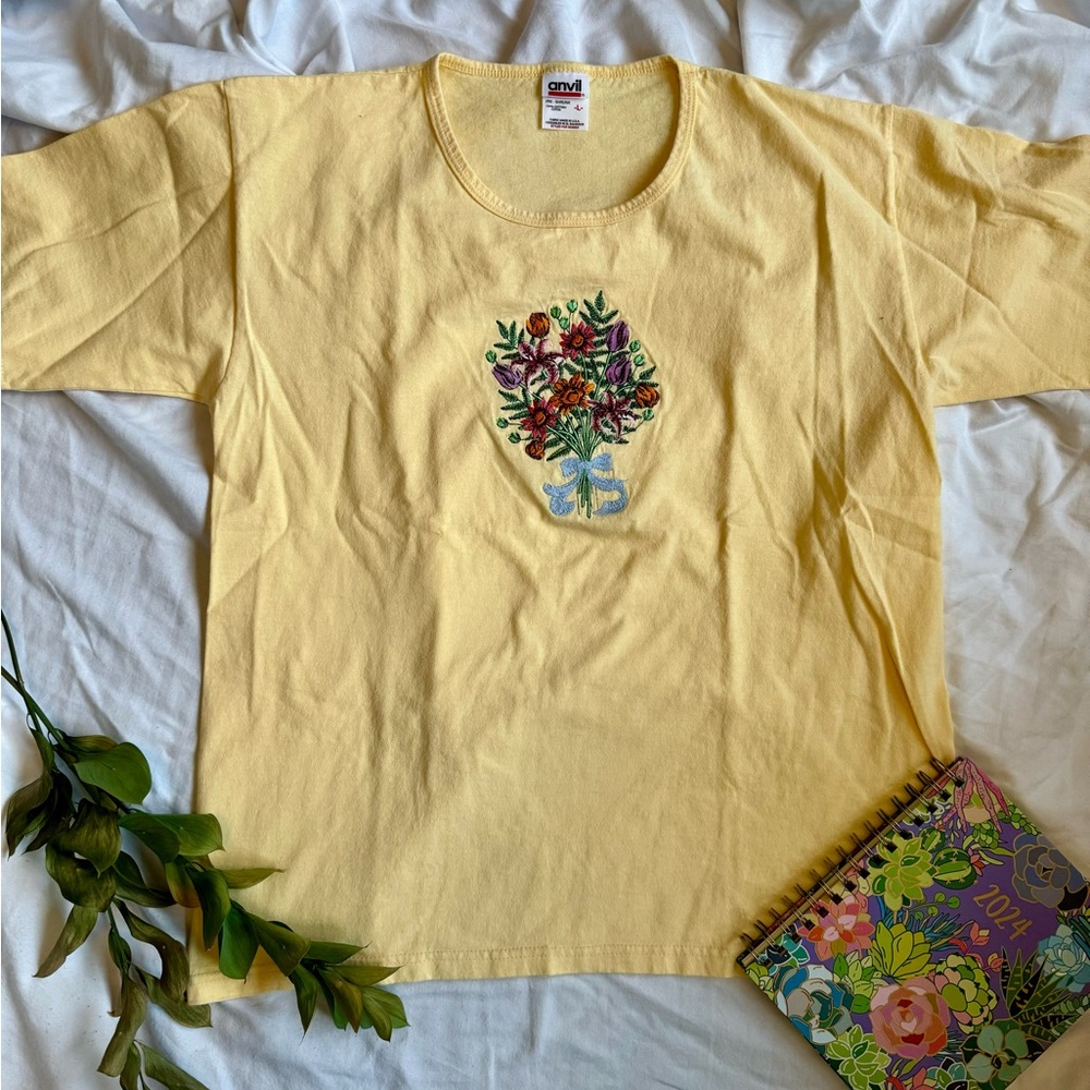 Embroidered floral tshirt